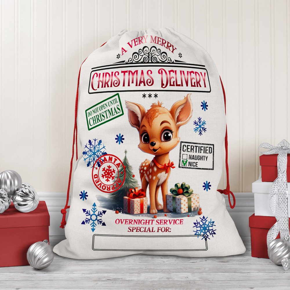 Personalized Santa Sack / Holiday Drawstring Bag - Image 6