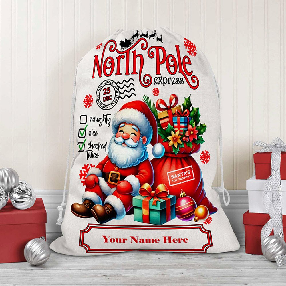 Personalized Santa Sack / Holiday Drawstring Bag - Image 15