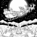 Santa Flying on Christmas Eve Free coloring page