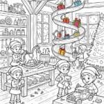 Santa's workshop free coloring page